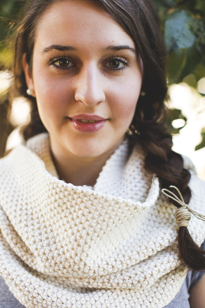 Two Color Seedstitch Infinity Scarf - Unisex